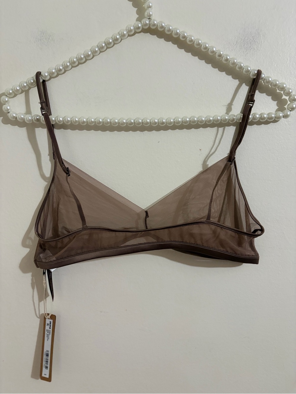 SKIMS Plunge Sheer Mesh Bralette in Brown Taupe - Picture 7 of 12